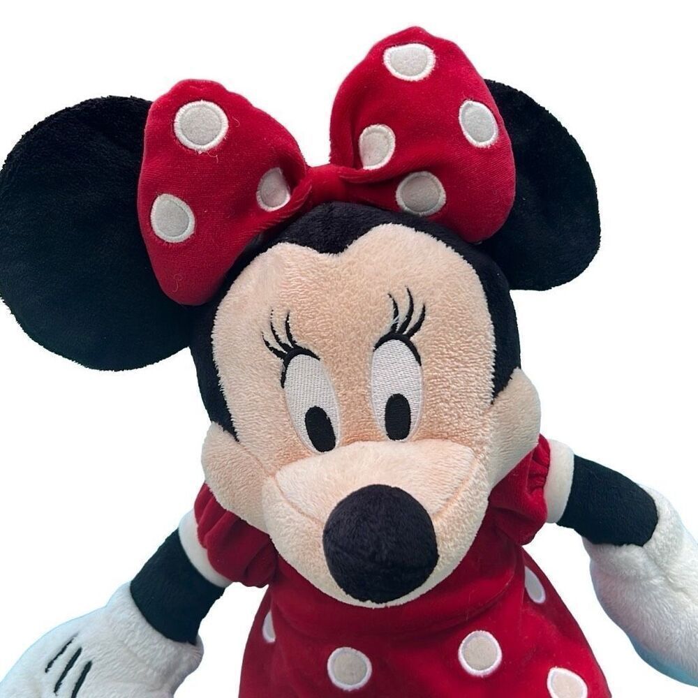 Disney Store Red White Polka Dot Minnie Mouse Plush Stuffed Doll Size 18"